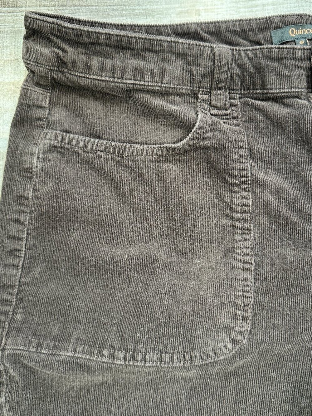 Quince Women Stretch Corduroy Cropped Wide Leg Pants Patch Pockets Espresso 16 - Picture 5 of 10